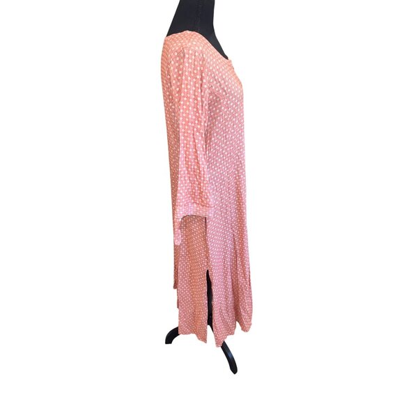 Anvita XL Pink White Polka Dot L/S Button Maxi Dress Peasent Cottage Country - Picture 5 of 11